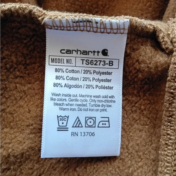 Carhartt Toddler Brown Fleece Hoodie Half Zip Kangaroo Pocket Size 3T - Picture 8 of 8